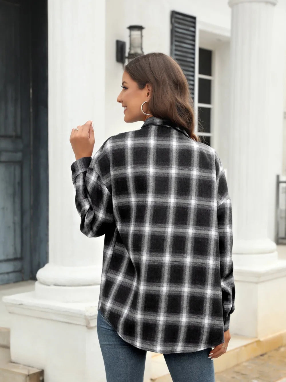 Full Size Plaid Button Up Pocketed Shirt