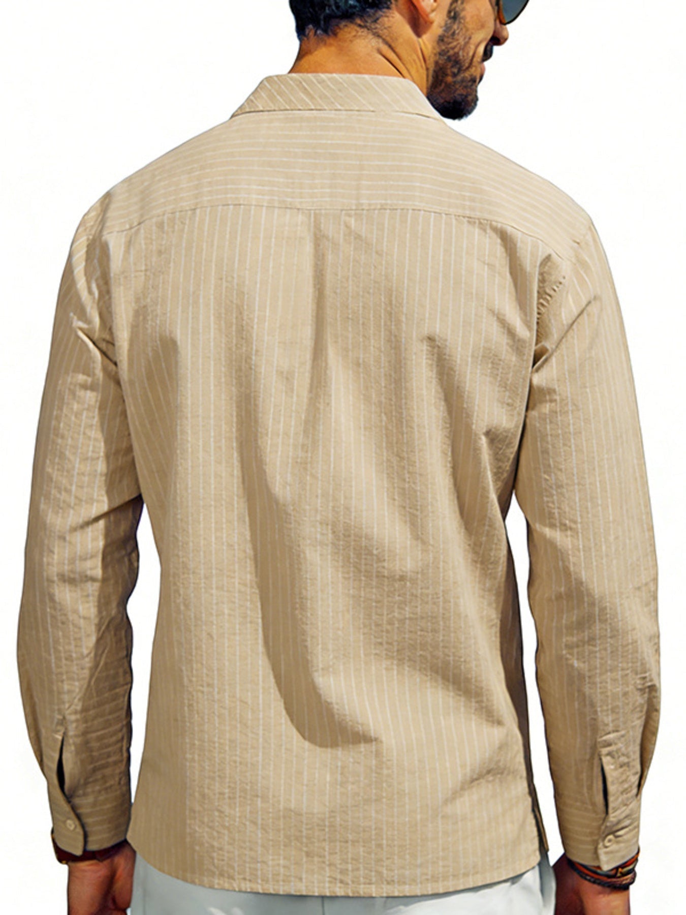 Men's Full Size Striped Long Sleeve Shirt Plus Size