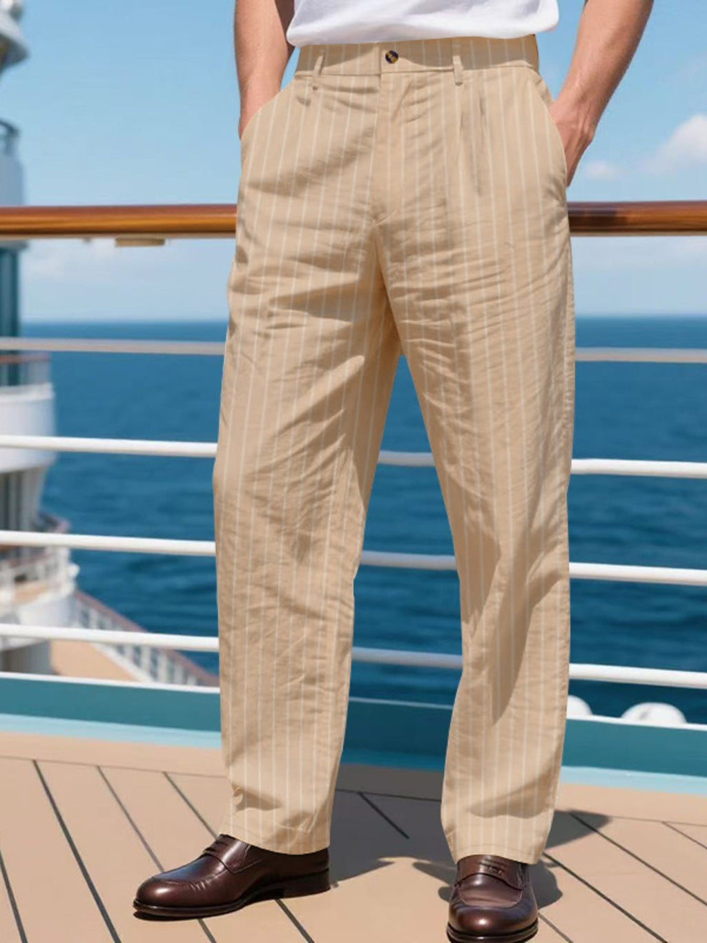 Men's Full Size Striped Wide Leg Pant Plus Size