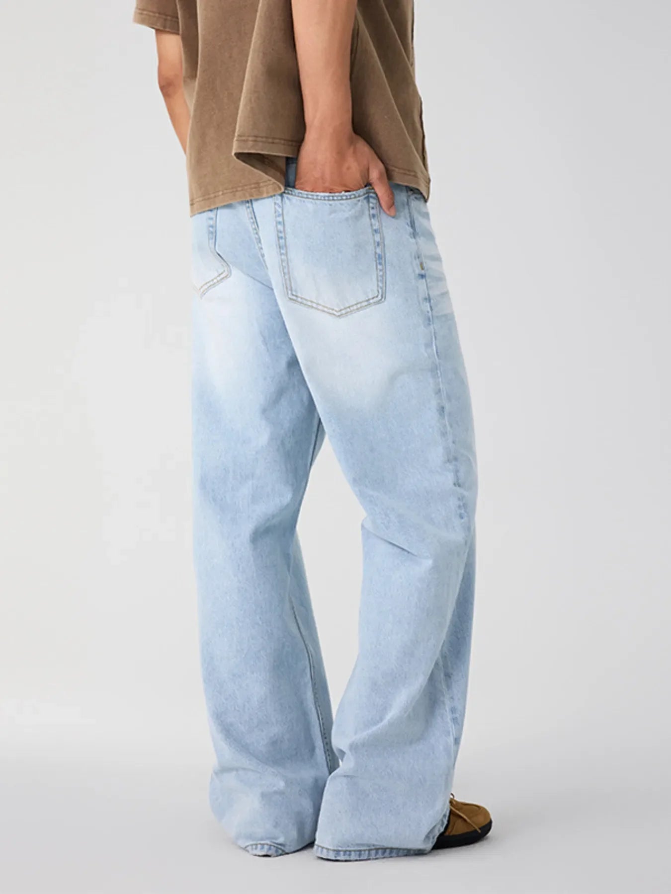 Men's Wash Wide Leg Jeans