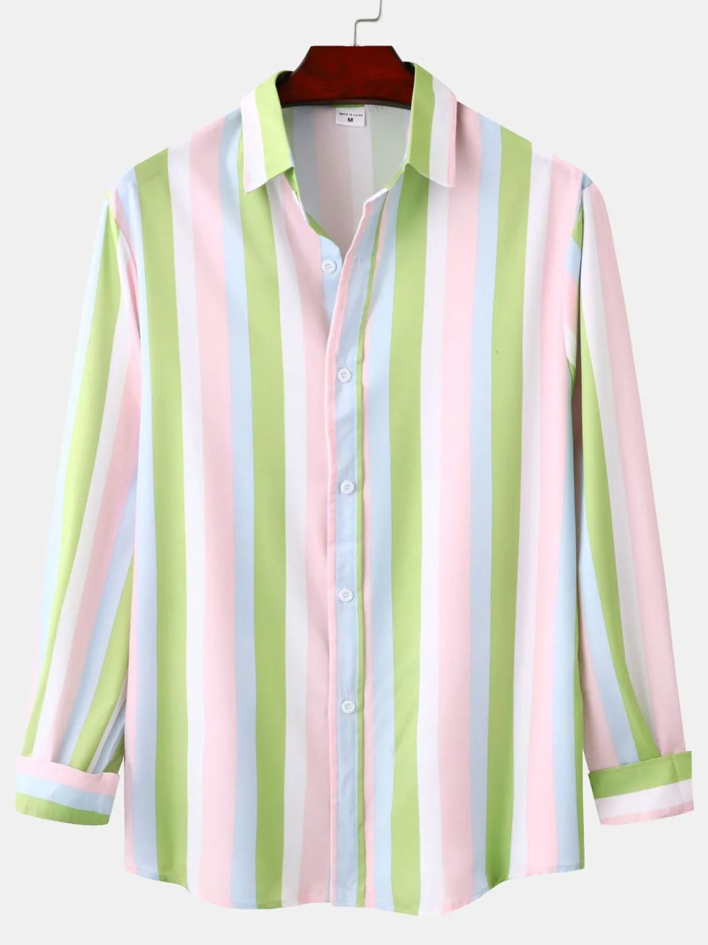 Men's Striped Long Sleeve Button-Up Shirt