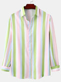 Men's Striped Long Sleeve Button-Up Shirt