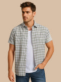 Men's Plus Size Button Down Plaid Short Sleeve Shirt