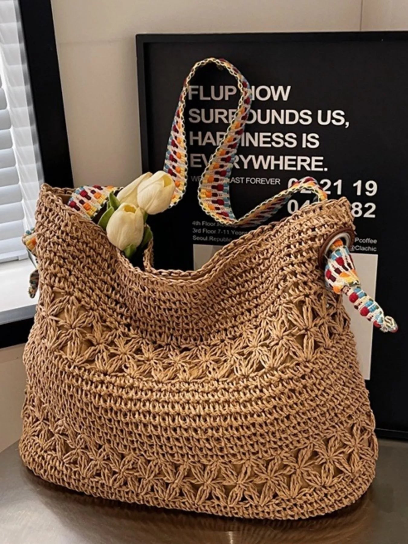 Woven Straw Shoulder Bag