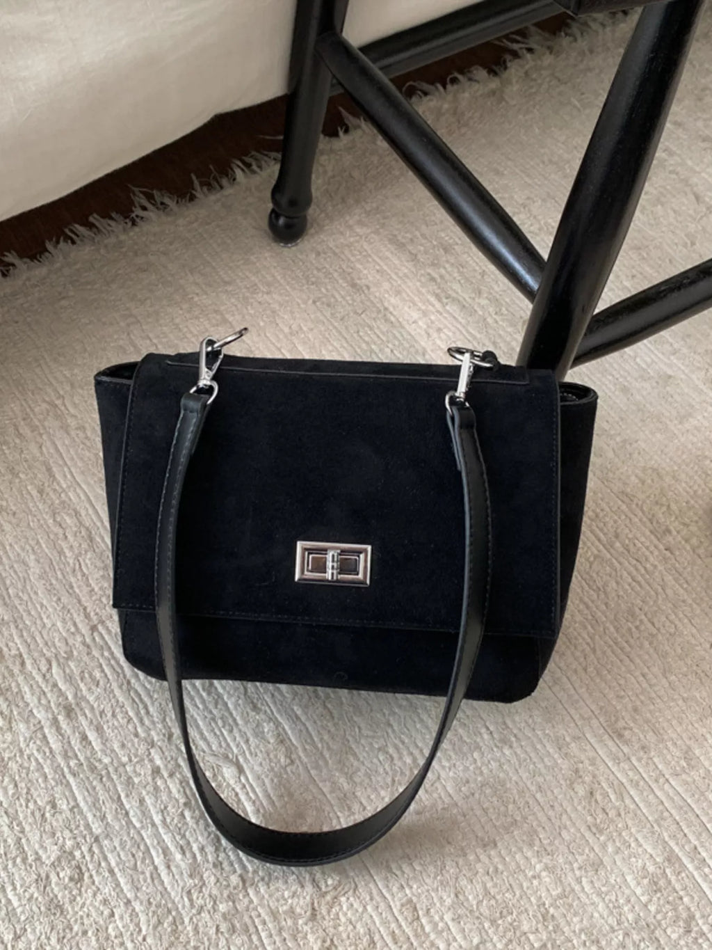 Suede Flap Crossbody Bag