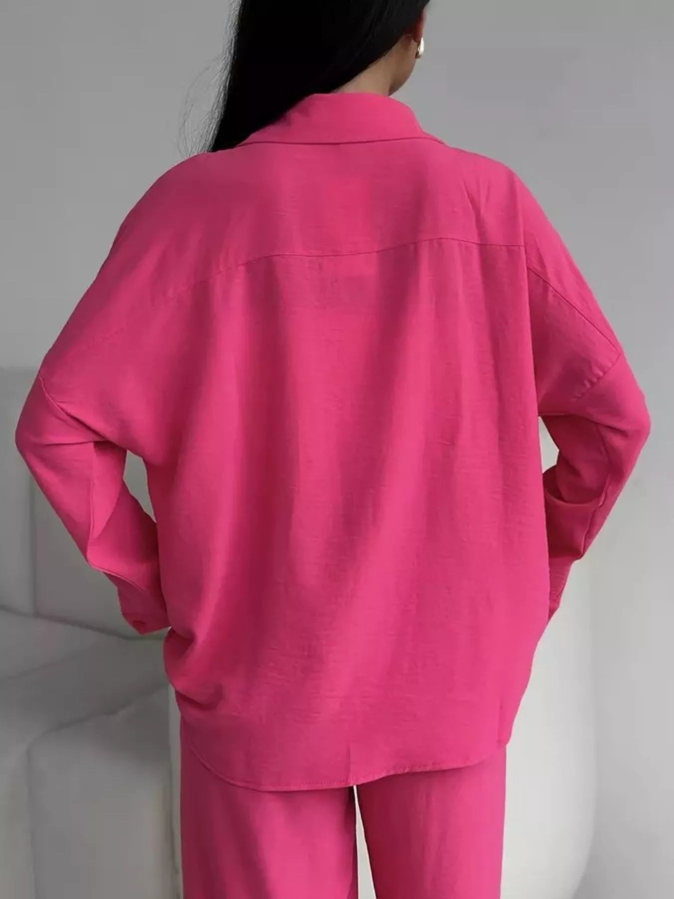 Relaxed Fit Shirt and Wide Leg Pants Set