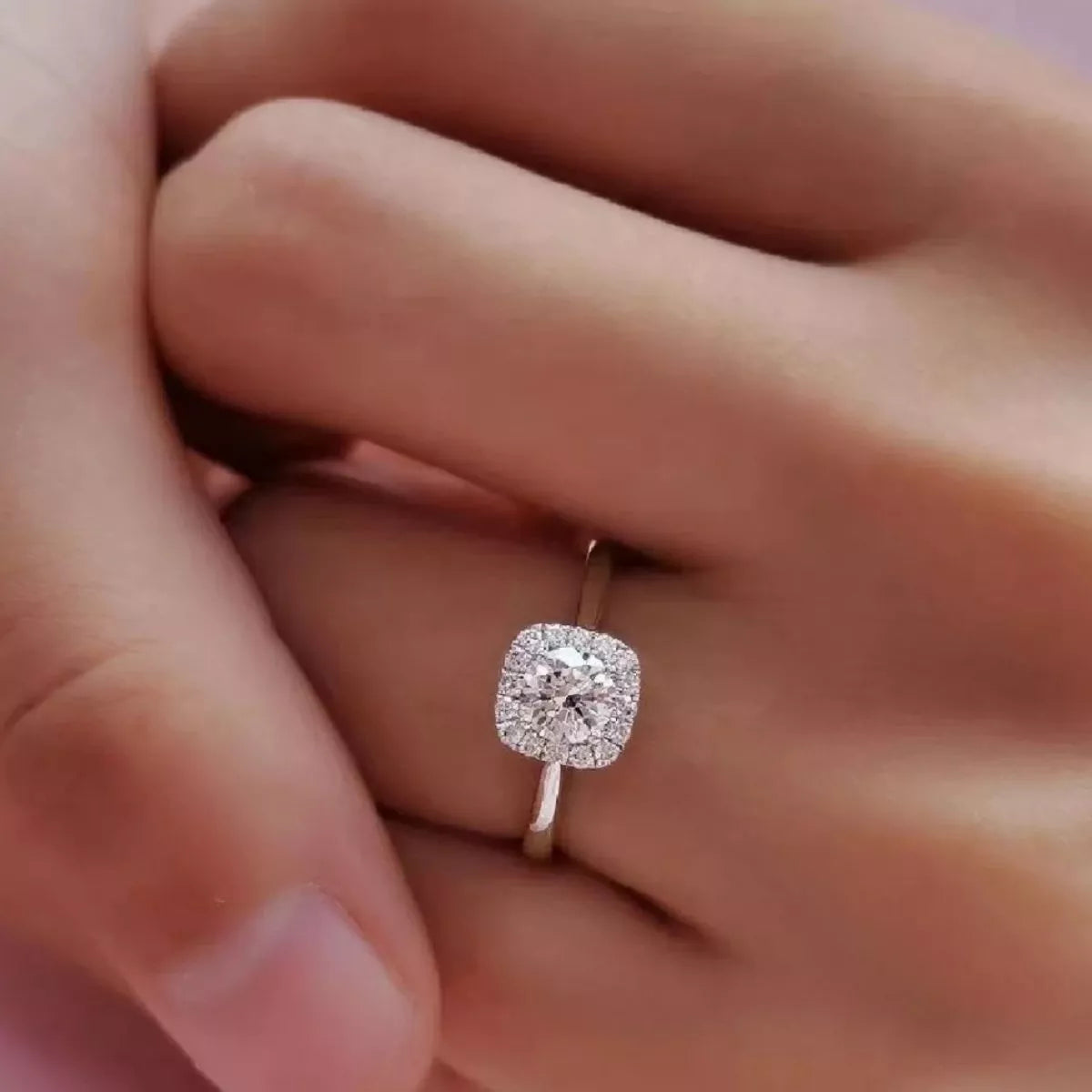 1 Carat 925 Sterling Silver Moissanite Square Ring