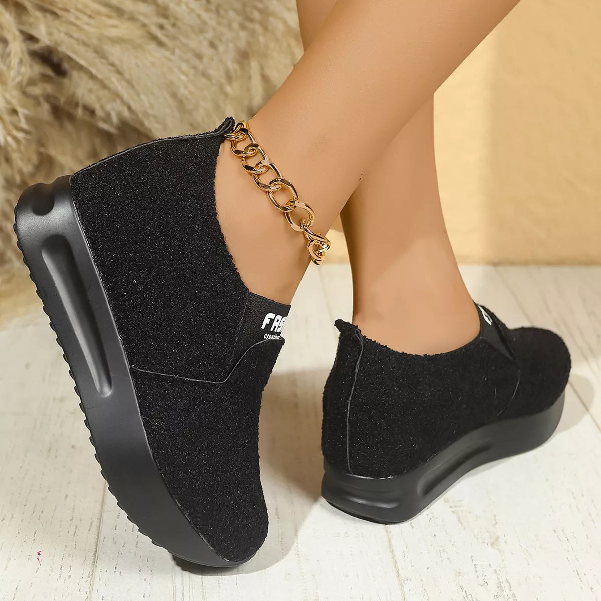 Round Toe Platform Slip-Ons