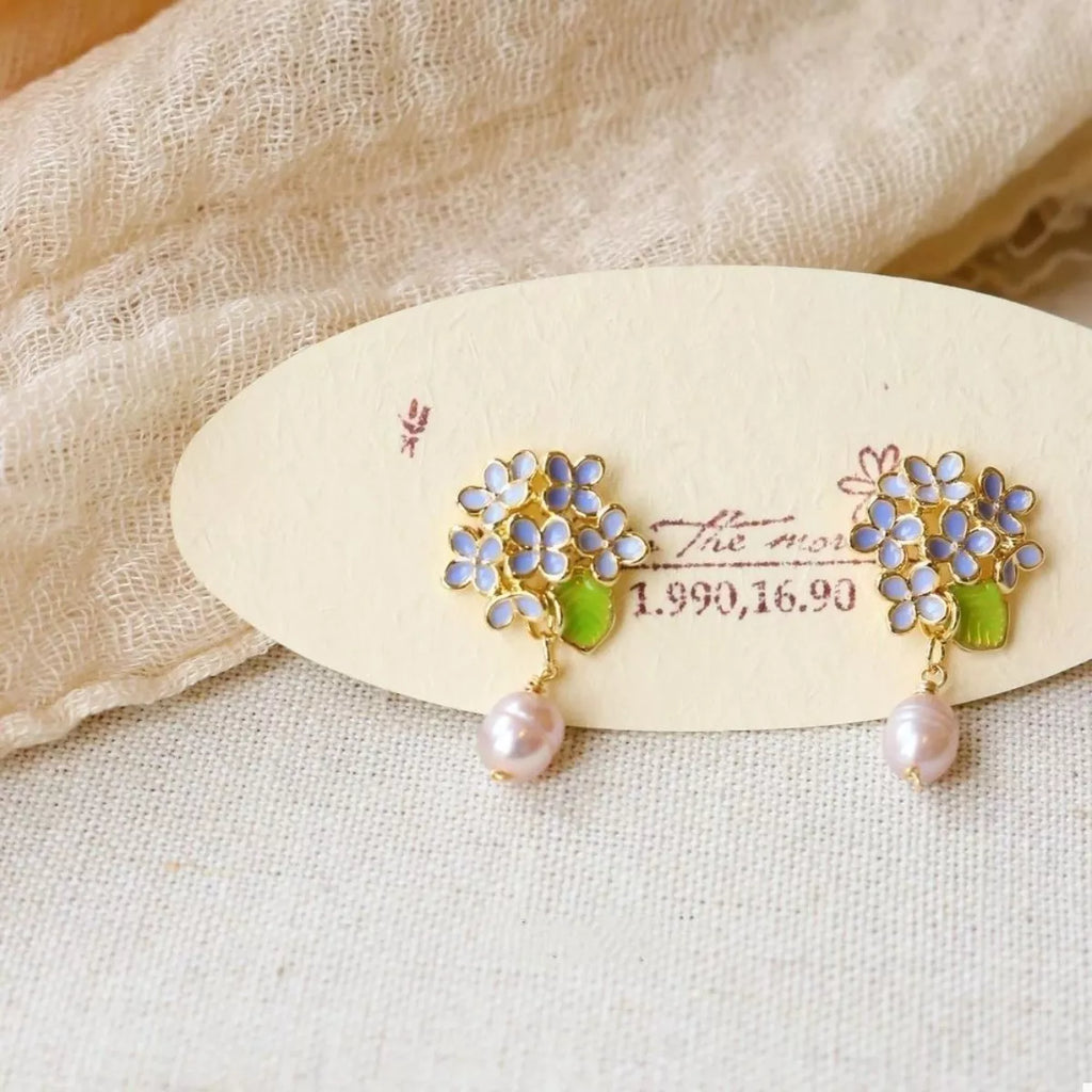 Flower Pearl Drop Earrings