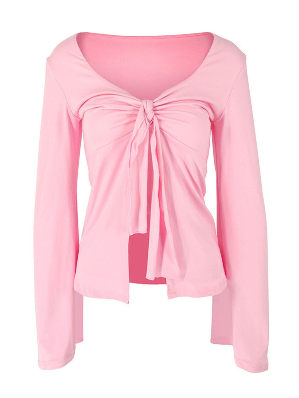 Tie-Front Long Sleeve T-Shirt