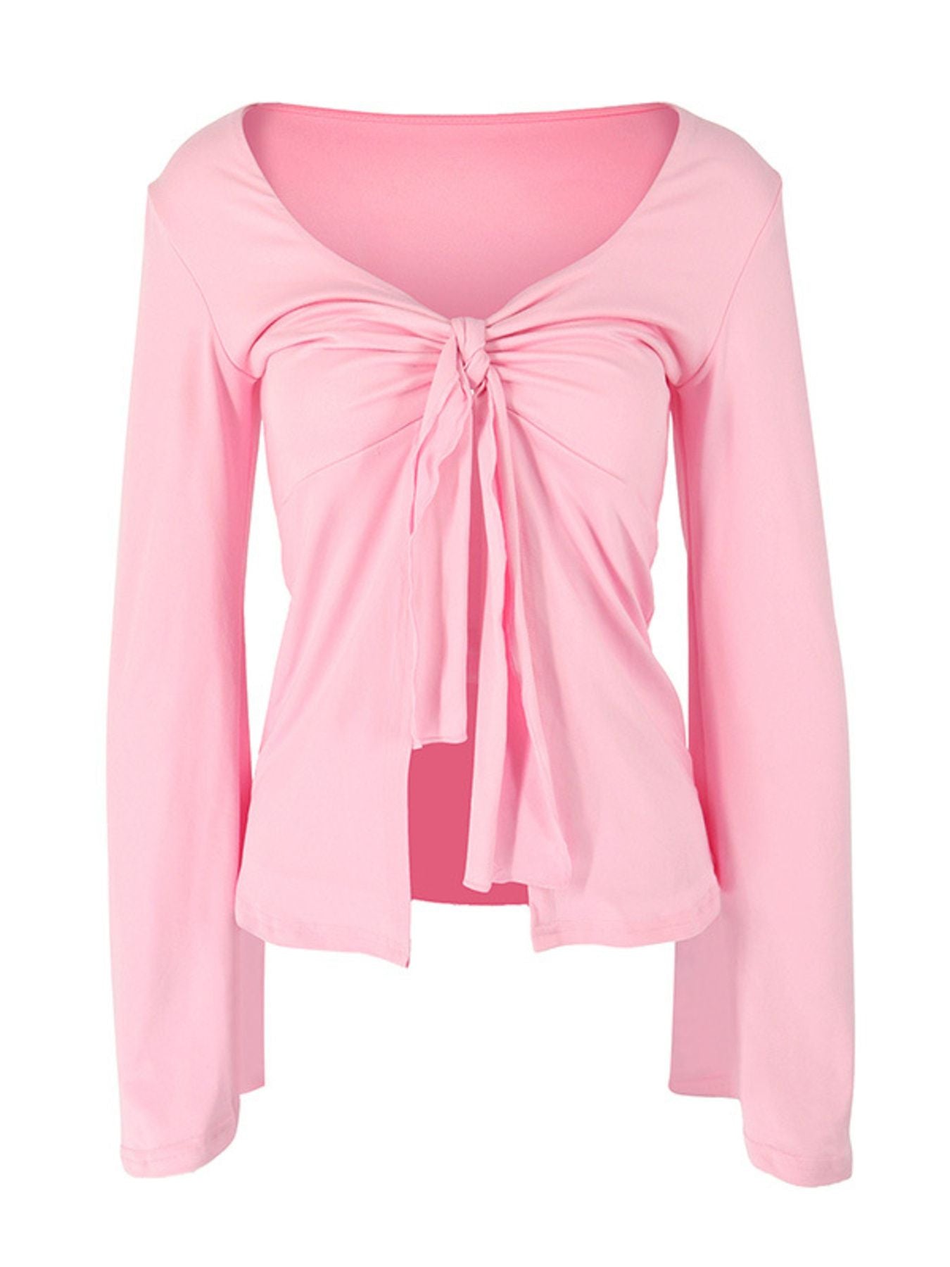 Tie-Front Long Sleeve T-Shirt