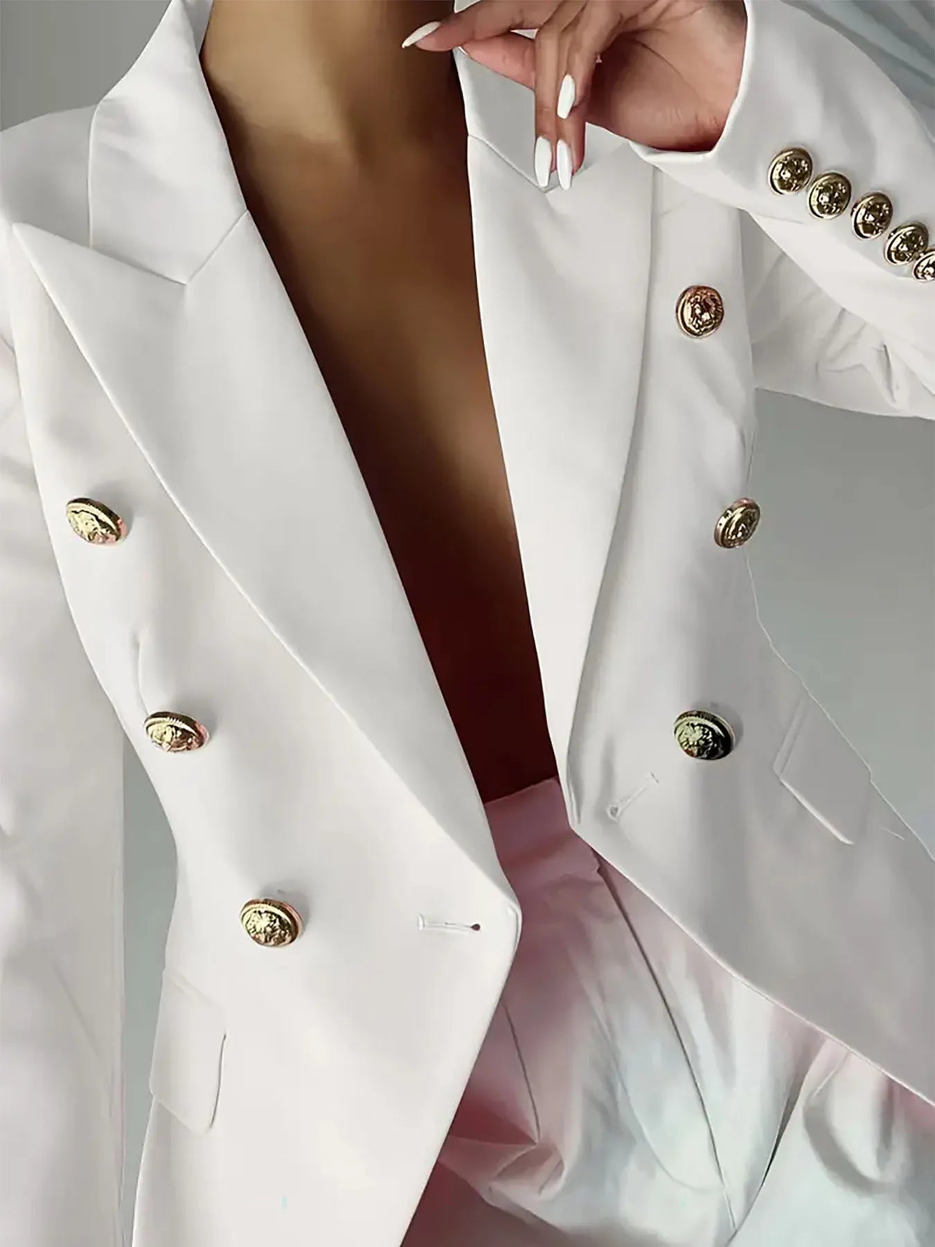 Decor Button Lapel Collar Blazer