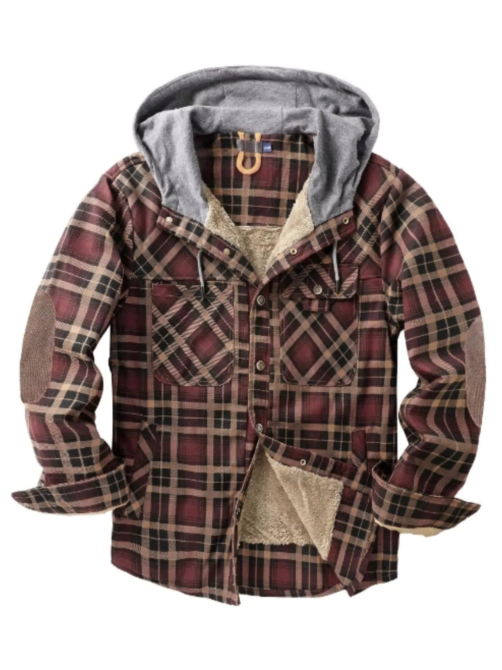 Men's Snap Down Hooded Plaid Shacket