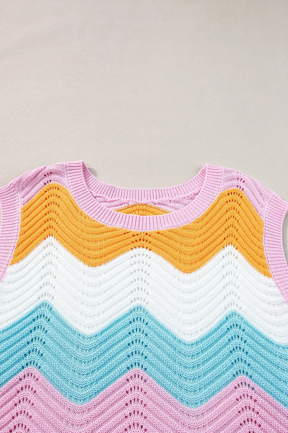 Round Neck Color Block Sweater Vest
