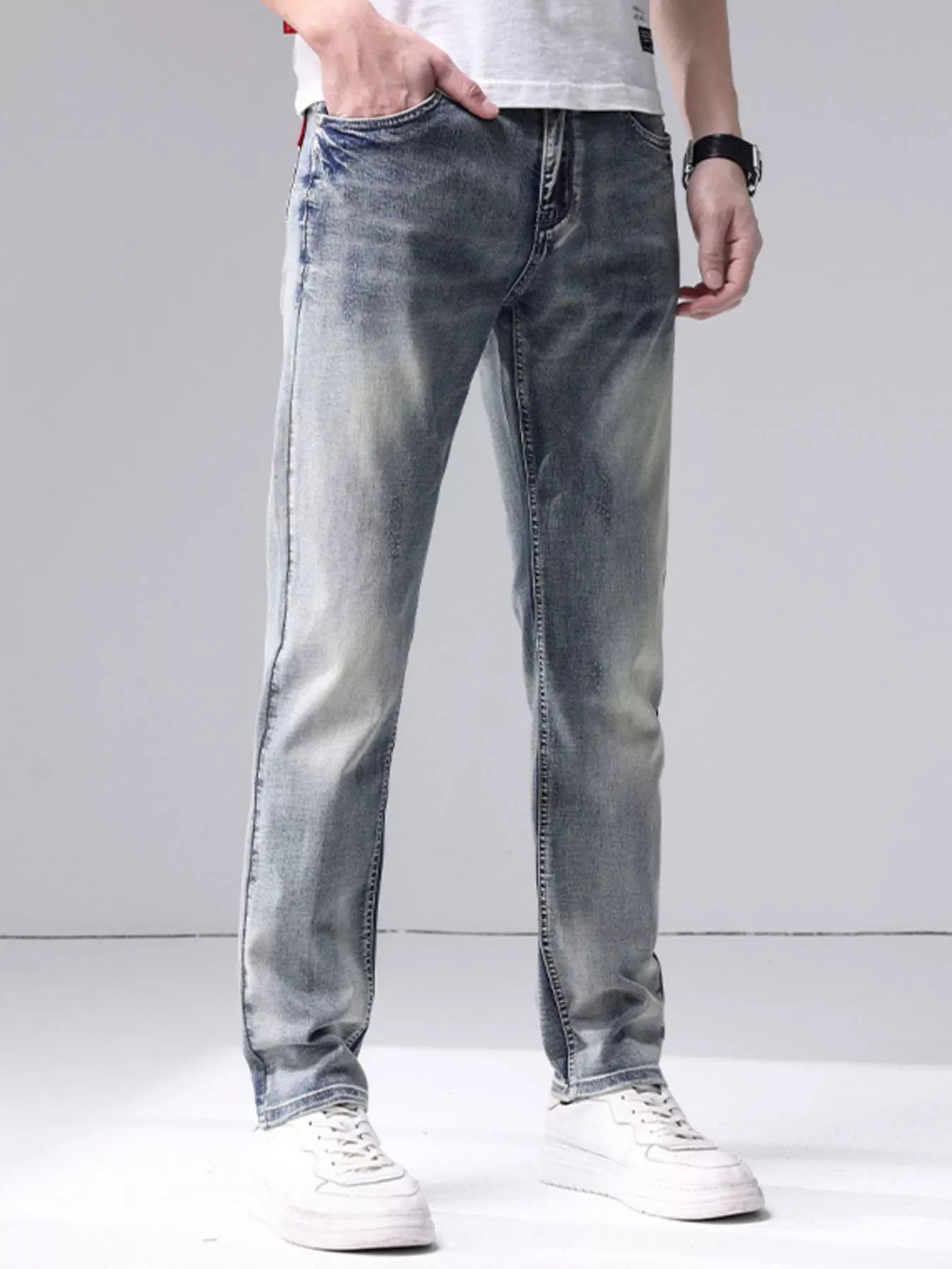 Men's Washed Slim Fit Jeans