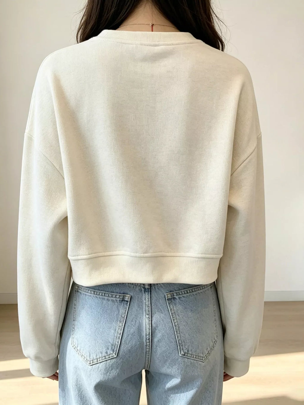 Crew Neck  Drop Shoulder Sweatshirt