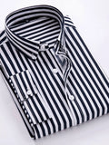 Men's Plus Size Striped Button Up Long Sleeve Shirt