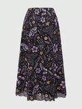 Floral Print Flowy Midi Skirt