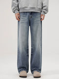 Men's Full Size Vintage Washed Wide Leg Relaxed Fit Jeans Plus Size