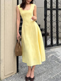 Sleeveless Scoop Neck A-Line Midi Dress