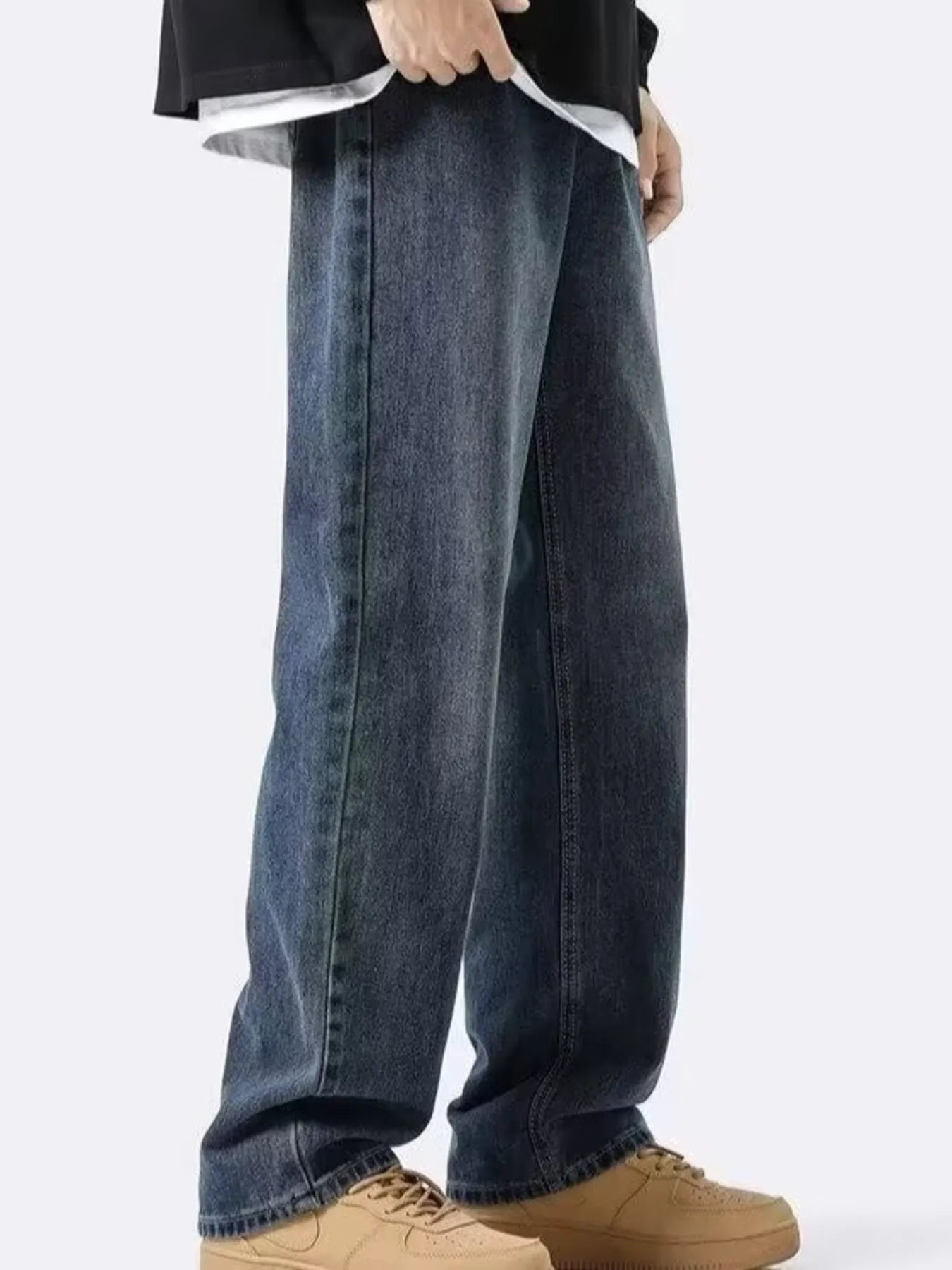 Men's Full Size Vintage Wash Loose Fit Jeans Plus Size
