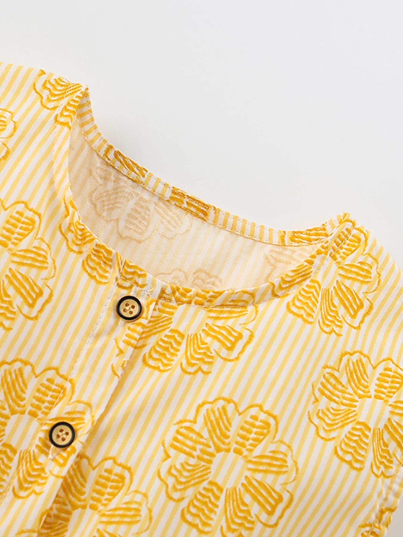 Children's Floral Print Button-Front Casual Dress