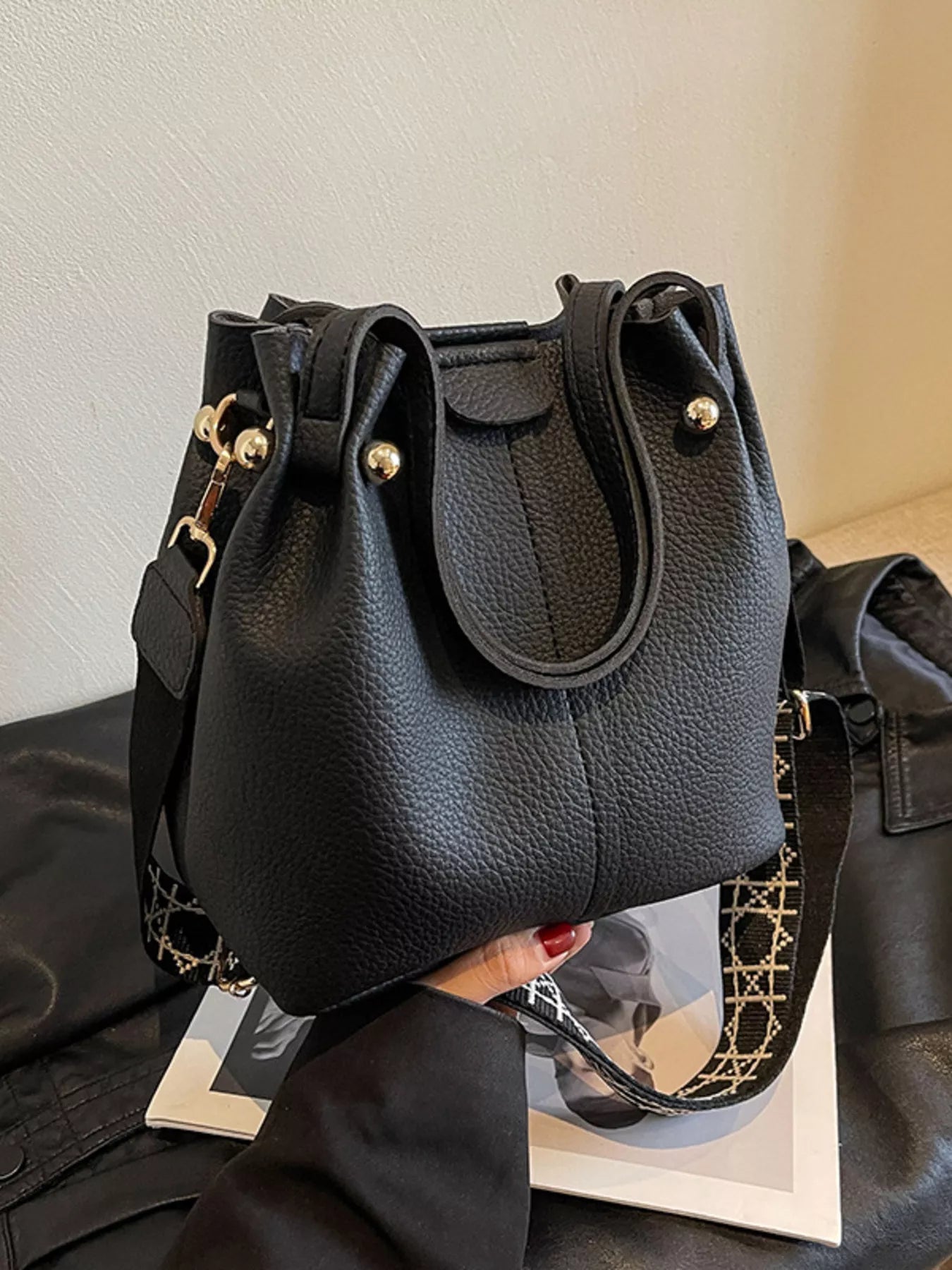 Crossbody Bag with Patterned Strap