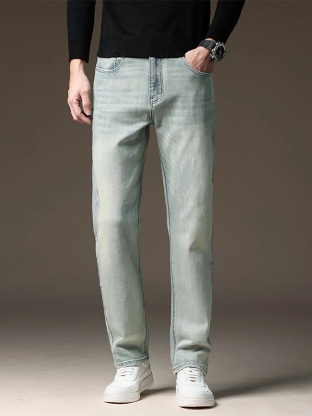 Men's Wash Straight Fit Casual Jeans