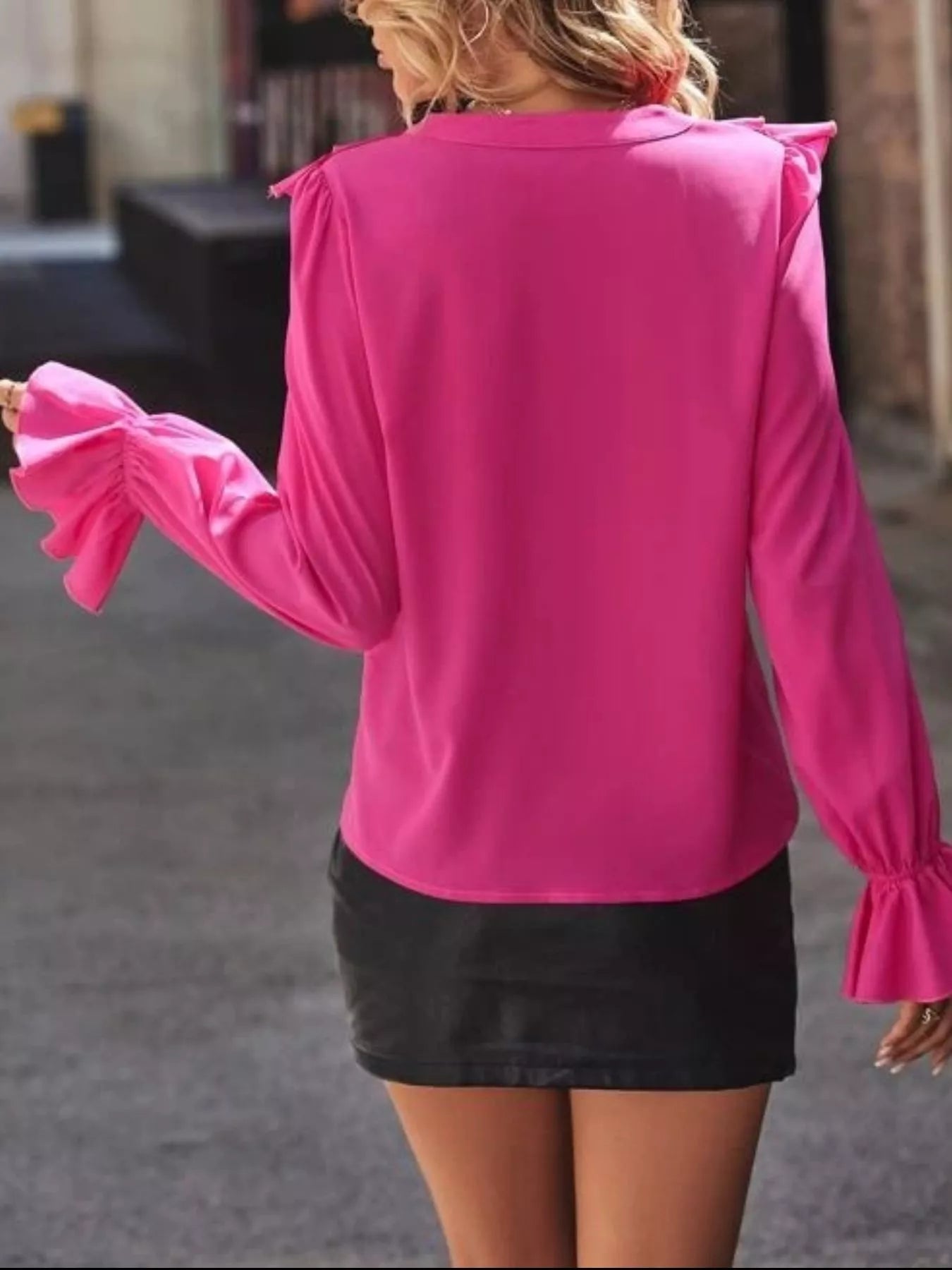 Ruffled Flounce Sleeve Blouse