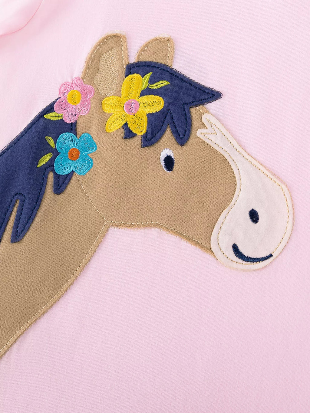 Children's Horse Applique Top & Rainbow Striped Pants Set