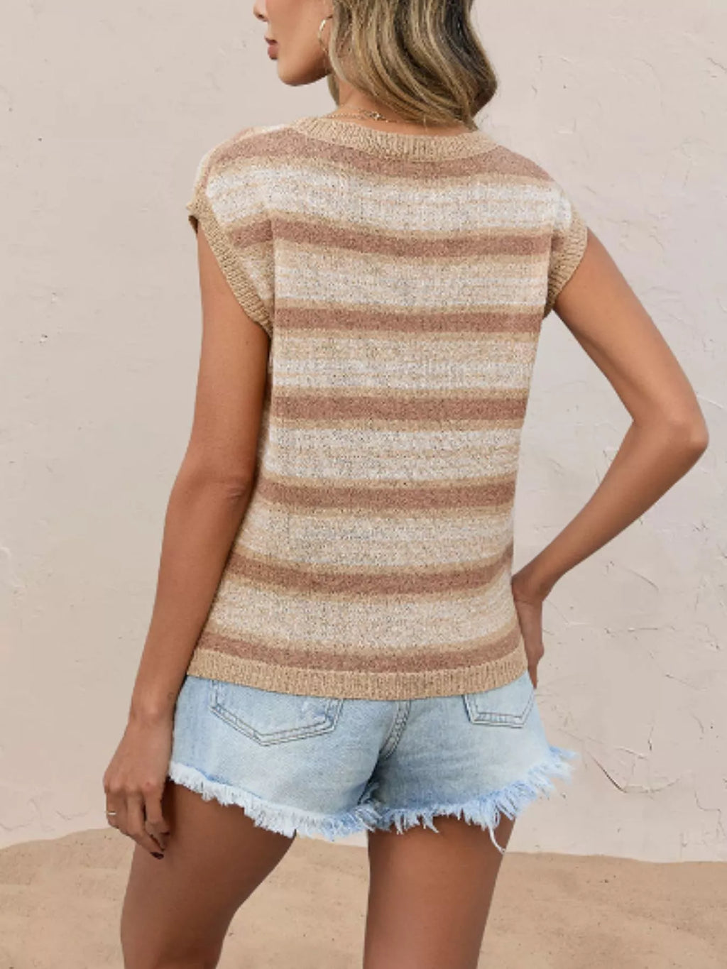 Striped Round Neck Knit Top