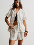 Button Up Short Sleeve Shirt and Shorts Set