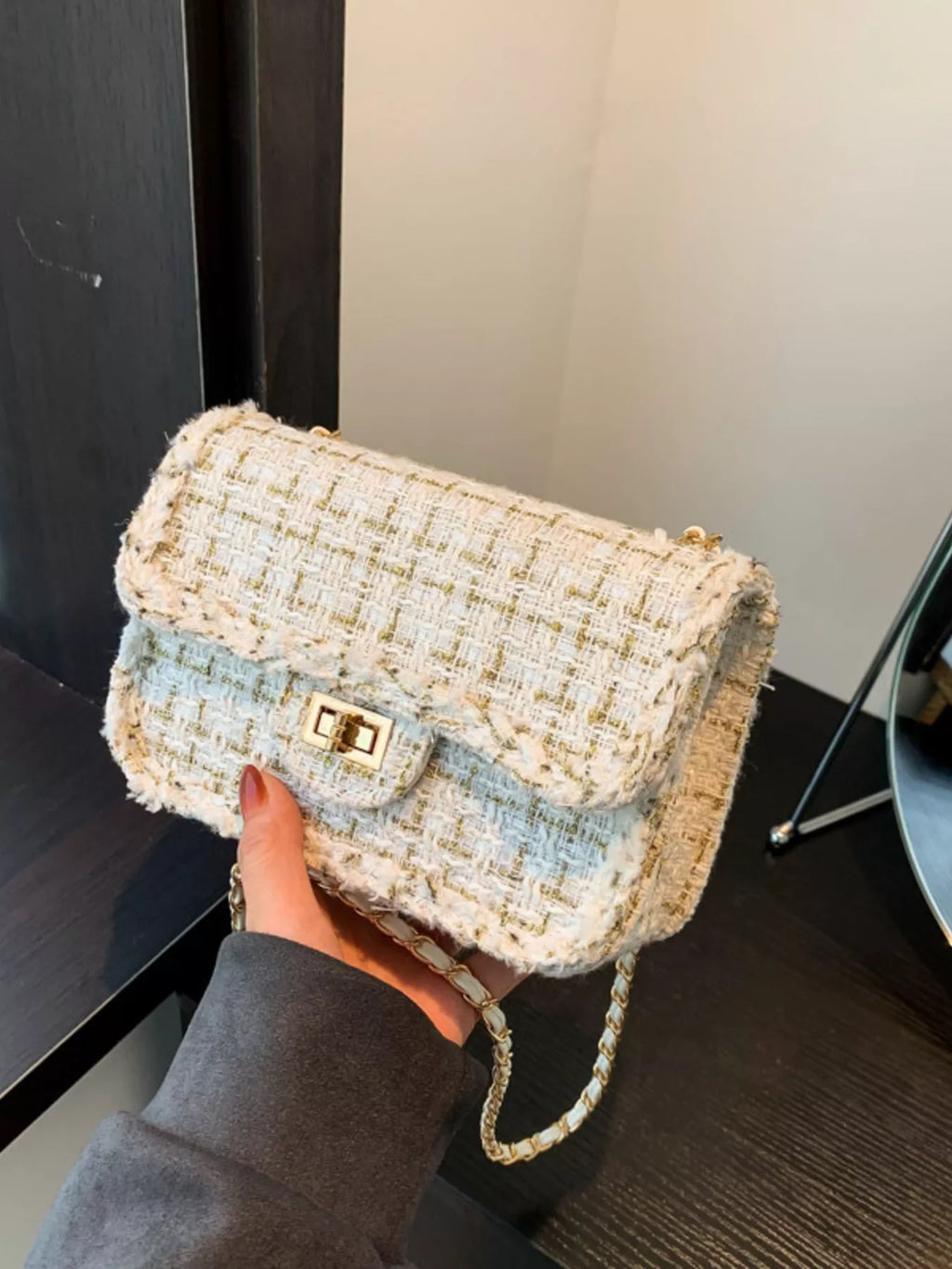 Tweed Flap Crossbody Bag