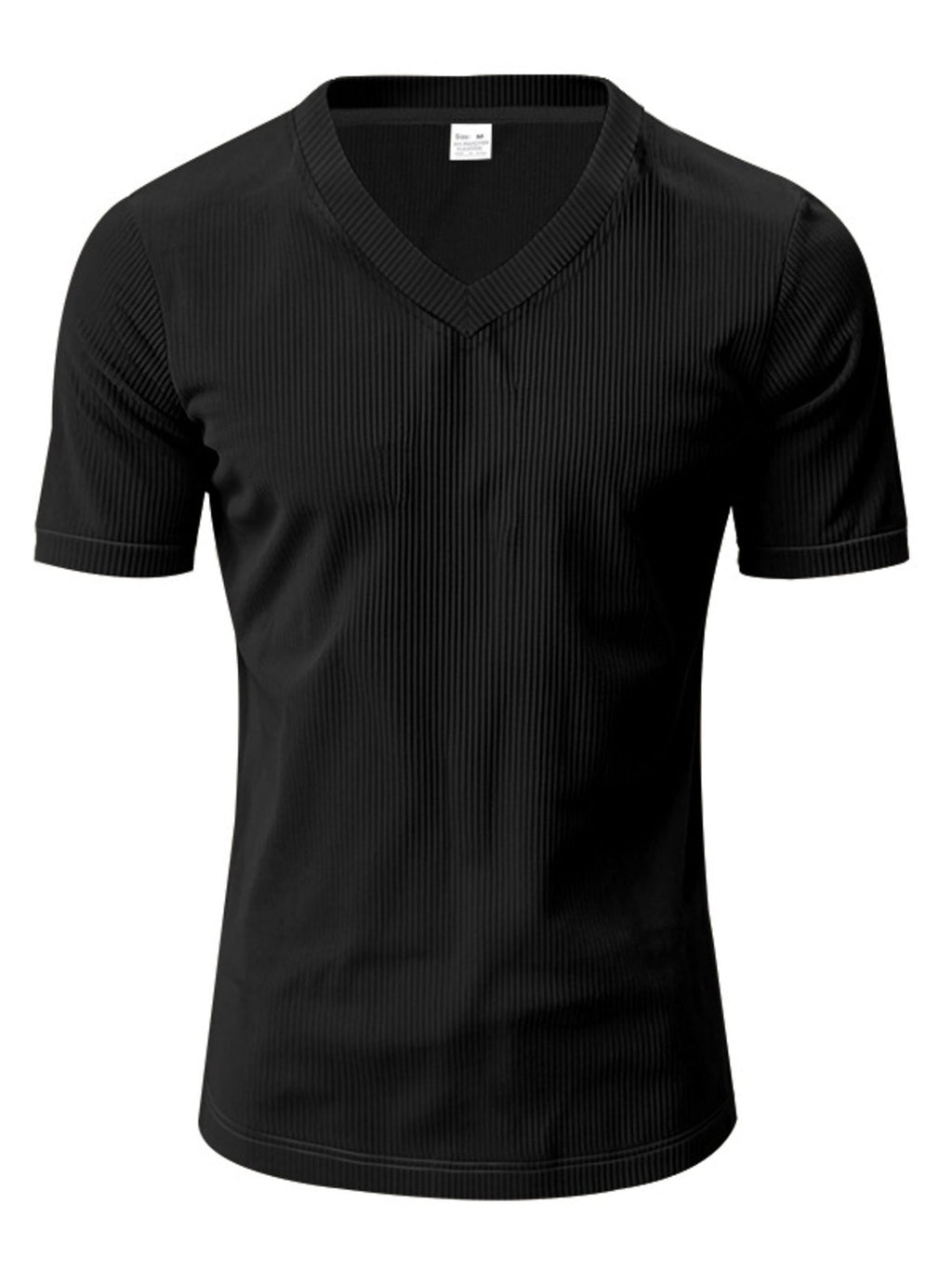 Men's Full Size Ribbed V-Neck T-Shirt Plus Size