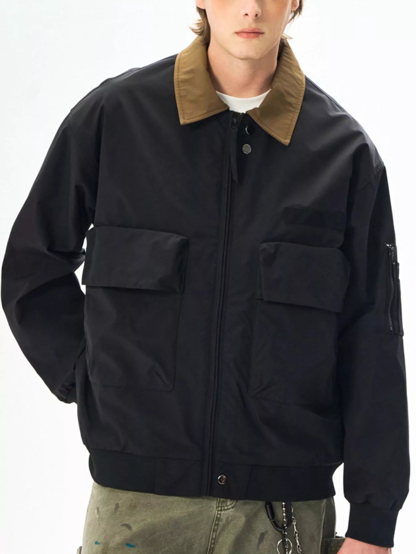 Men's Plus Size Zip Up Casual Bomber Jacket