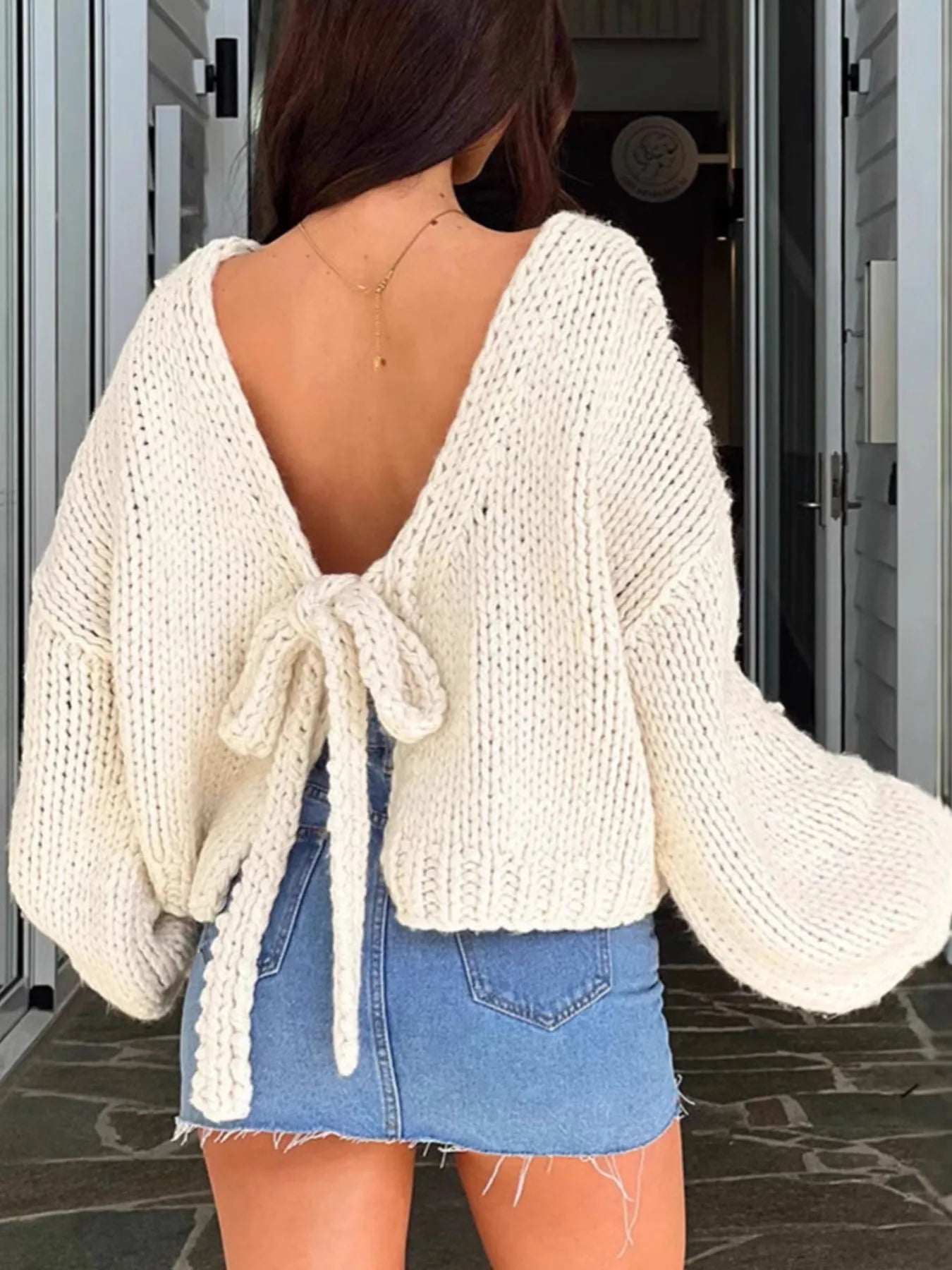 Tied Drop Shoulder Cardigan
