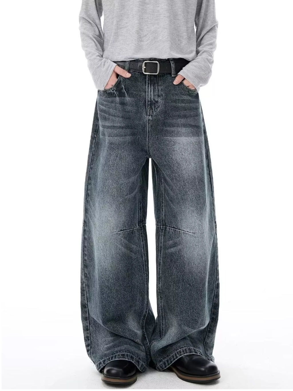 Men's Full Size Vintage Wash Wide Leg Jeans Plus Size