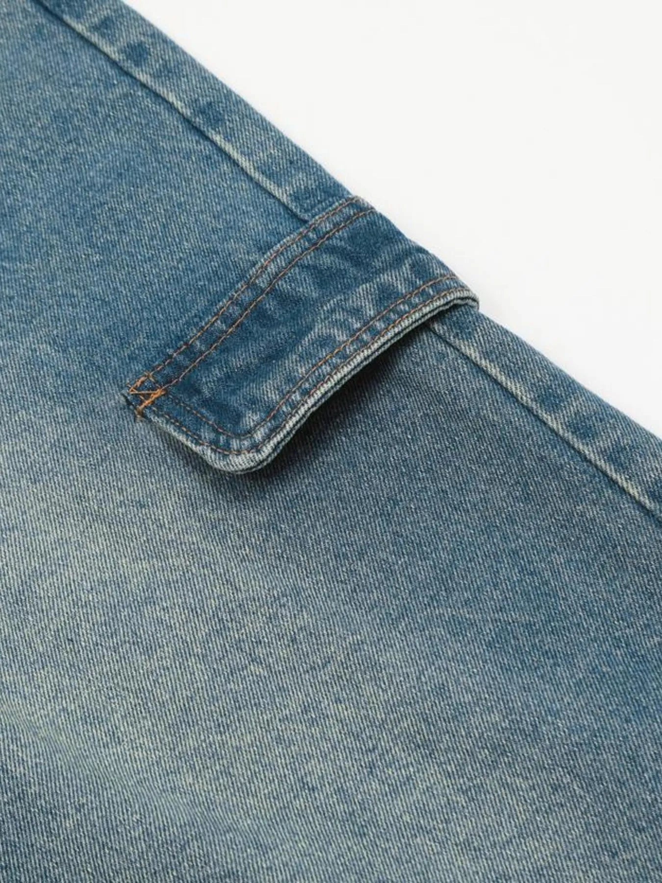 Men's Washed Multi-Pocket Cargo Jeans