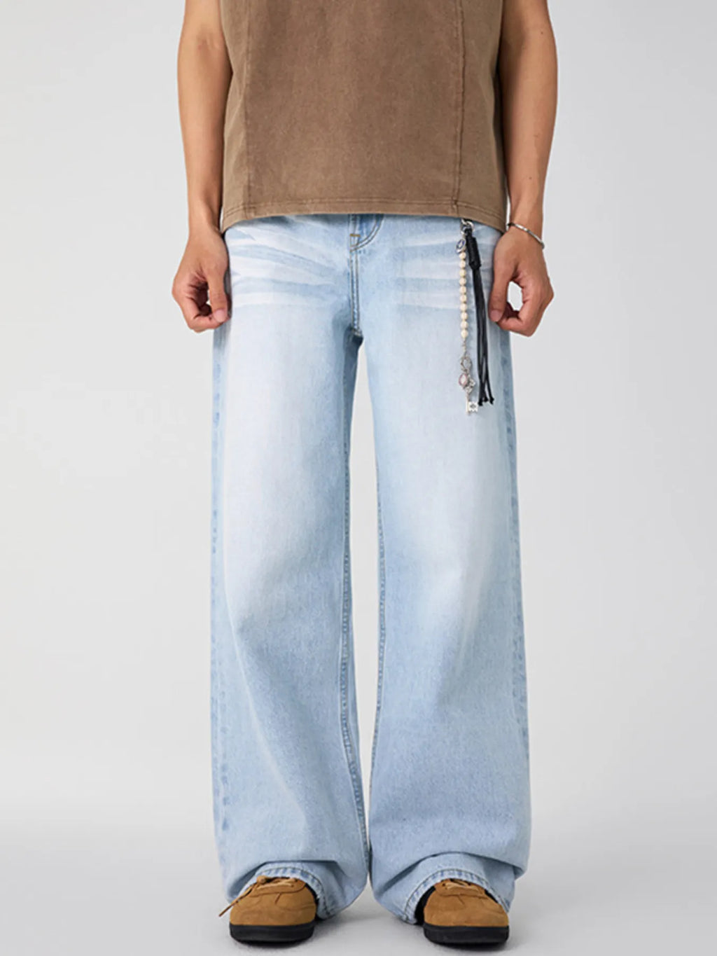 Men's Wash Wide Leg Jeans