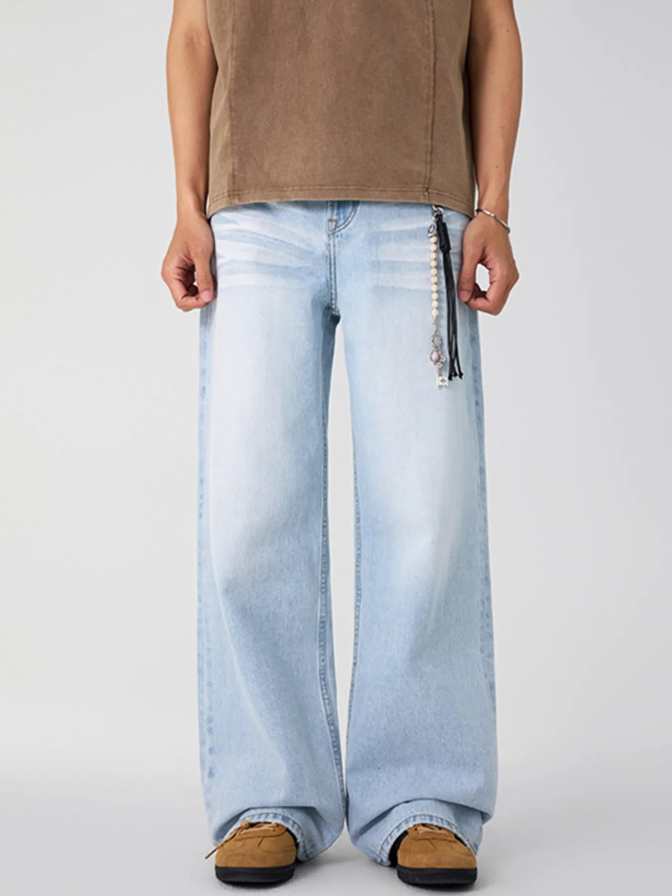 Men's Wash Wide Leg Jeans