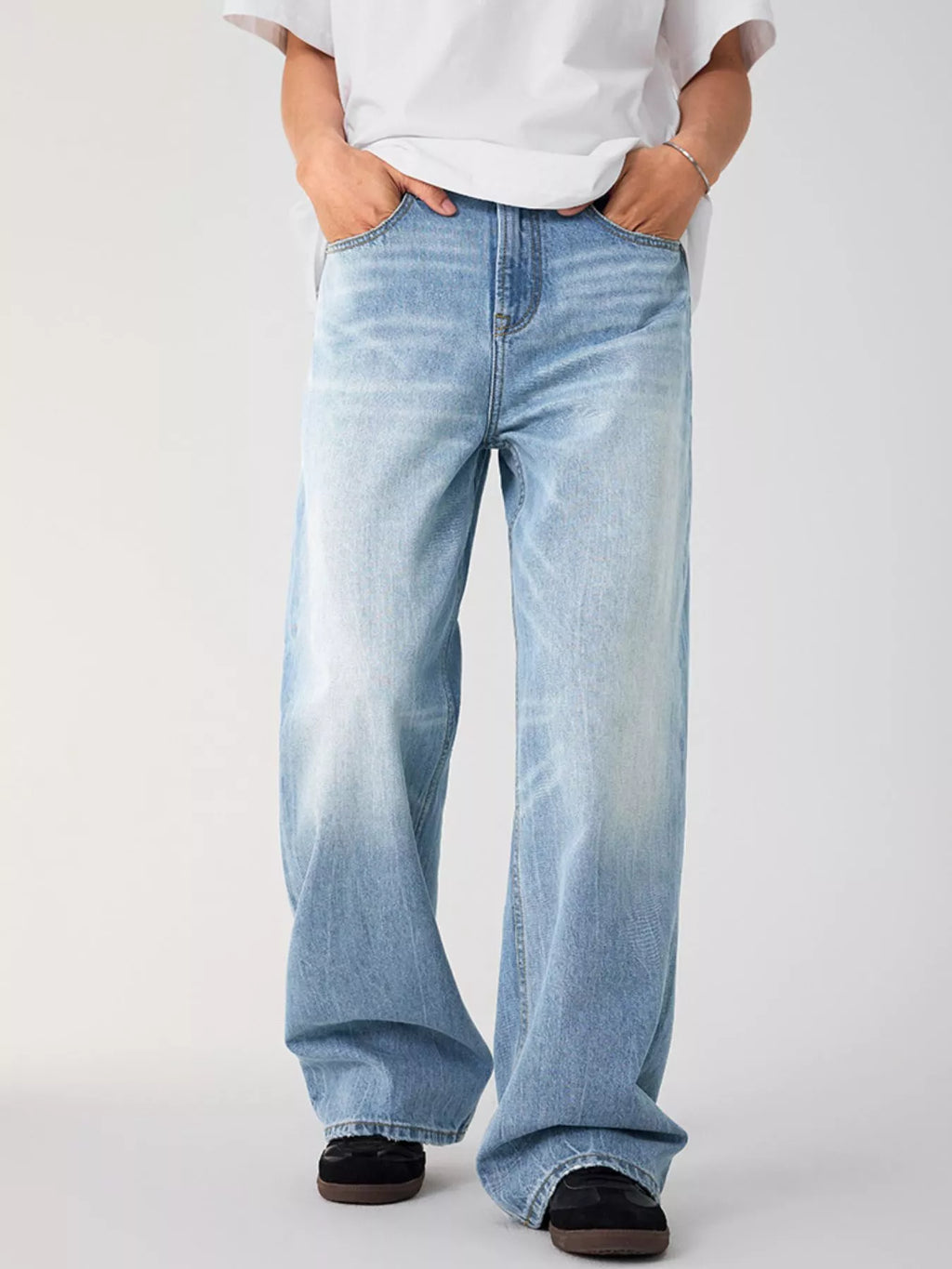 Men's Wash Relaxed Fit Wide Leg Jeans