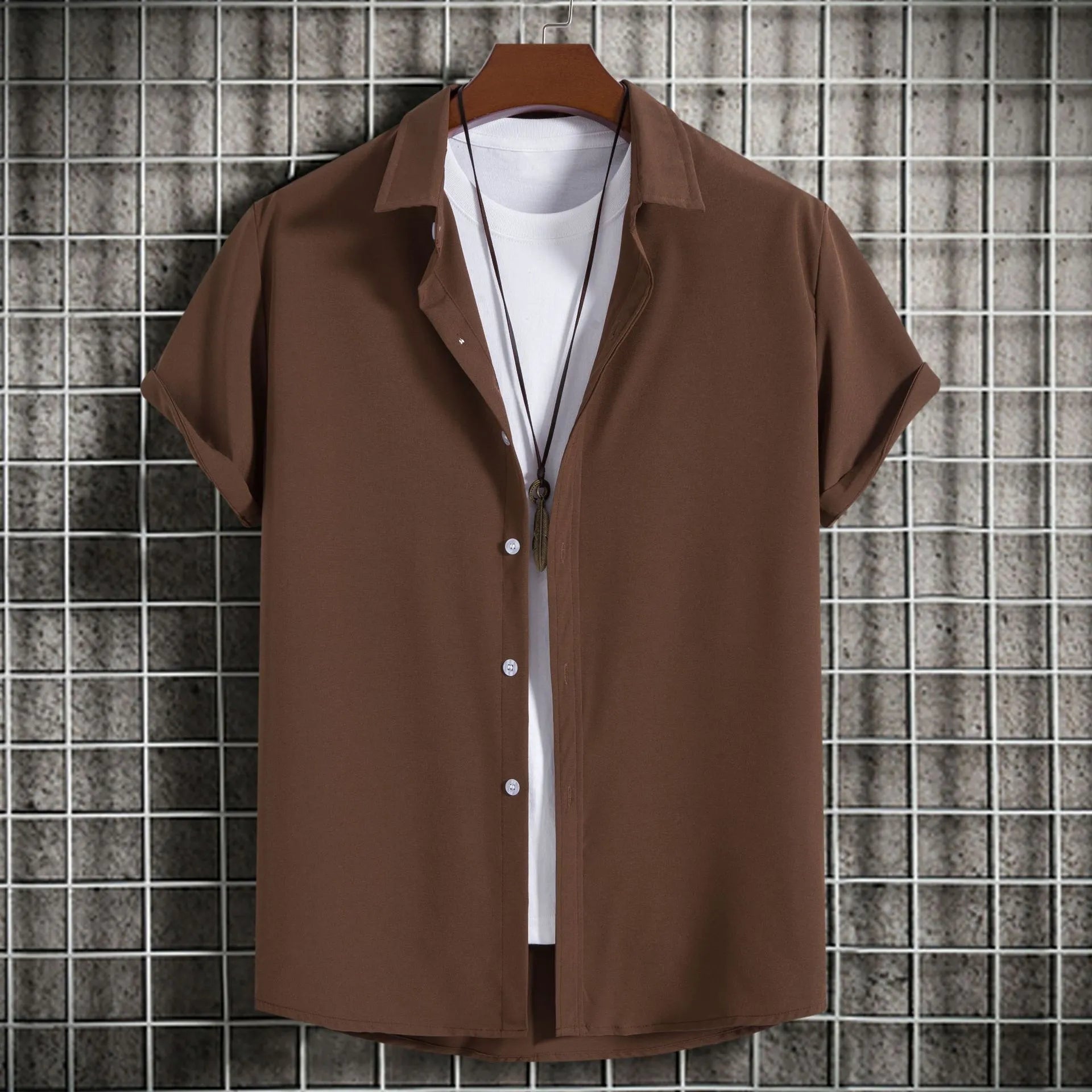 Men's Plus Size Casual Short Sleeve Button-Up Shirt