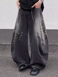 Men's Full Size Wide Leg Distressed Jeans Plus Size