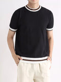 Men's Plus Size Contrast Trim Shorts Sleeve T-Shirt