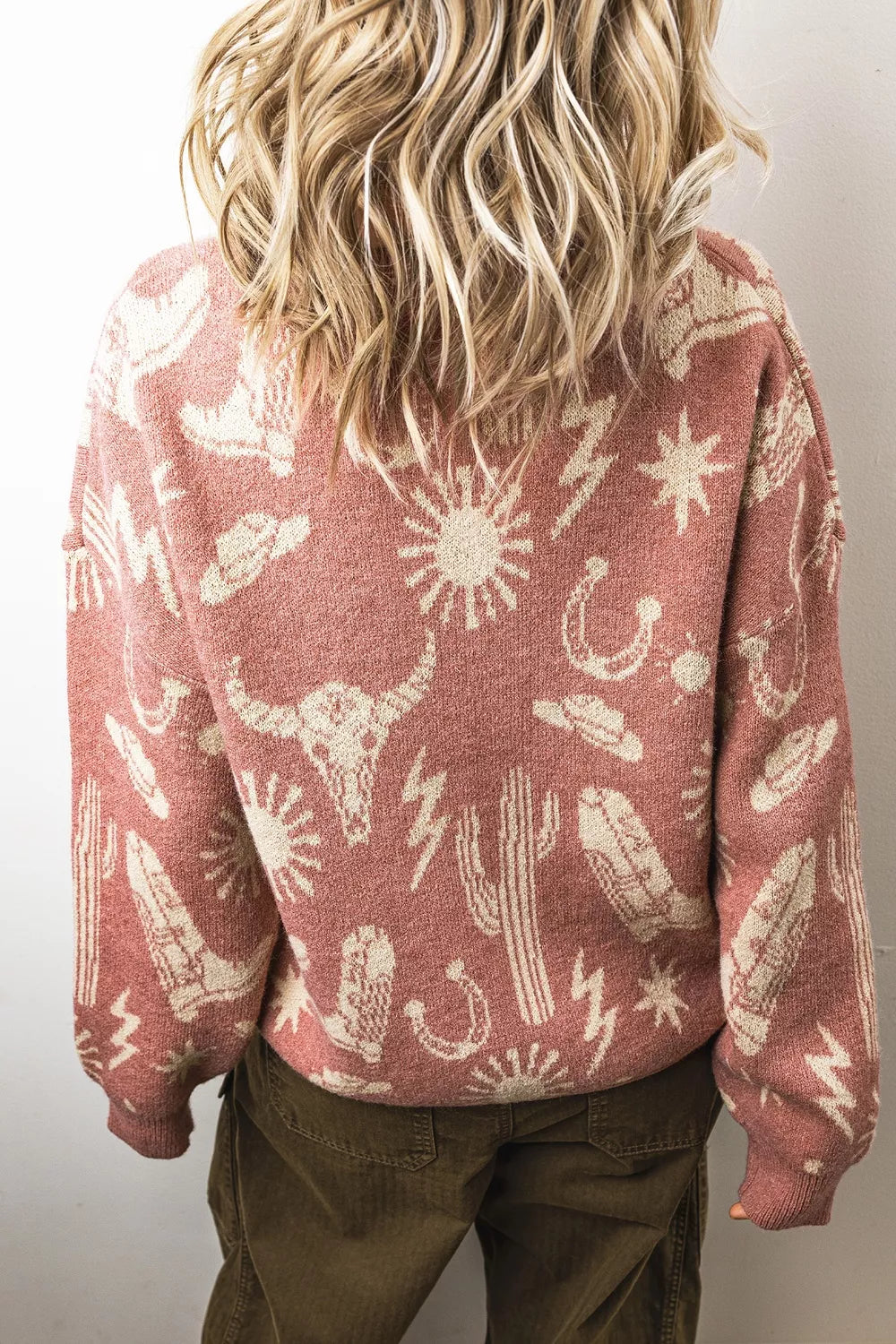 Western Graphic Round Neck Sweater