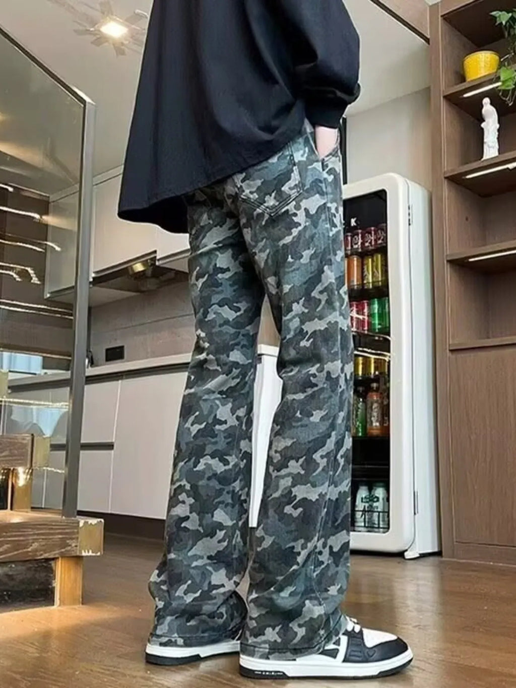 Men's Full Size Camo Print Relaxed Fit Jeans Plus Size
