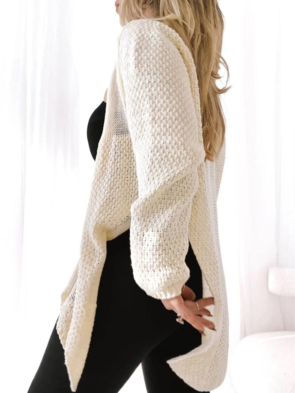 Oversized Knit Cardigan with Open Front Design