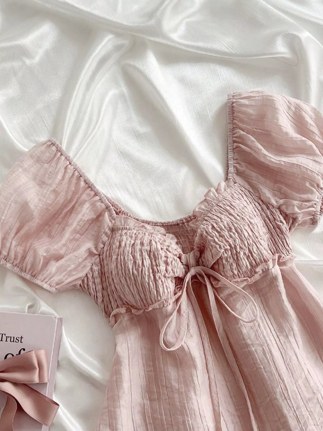 Sweetheart Neck Puff Sleeve Smocked Blouse