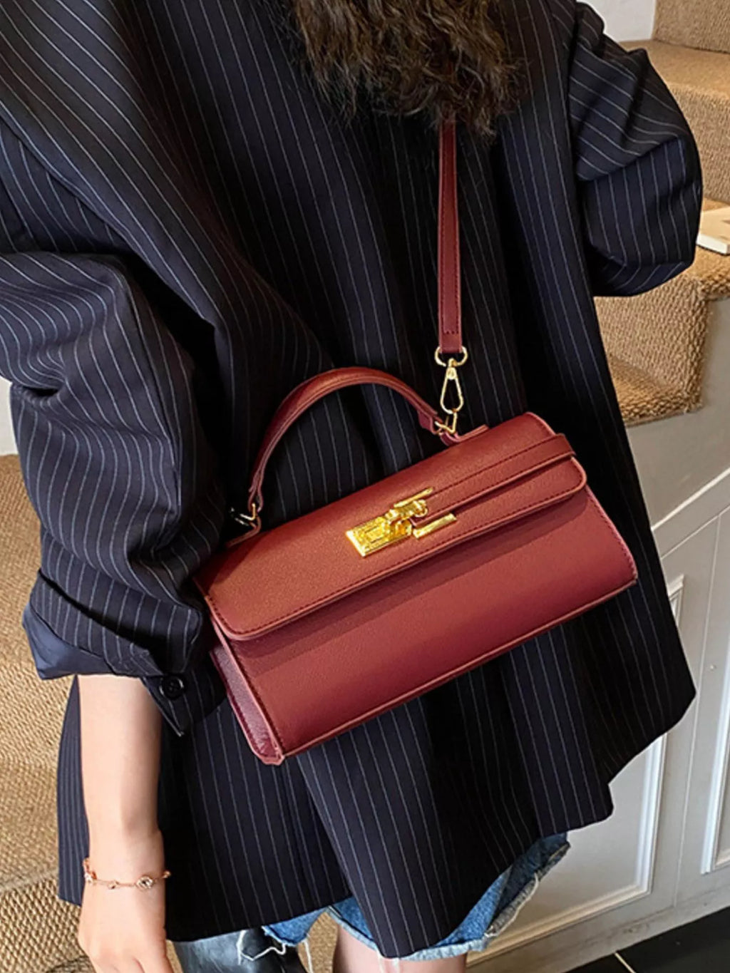Golden Clasp Crossbody Bag