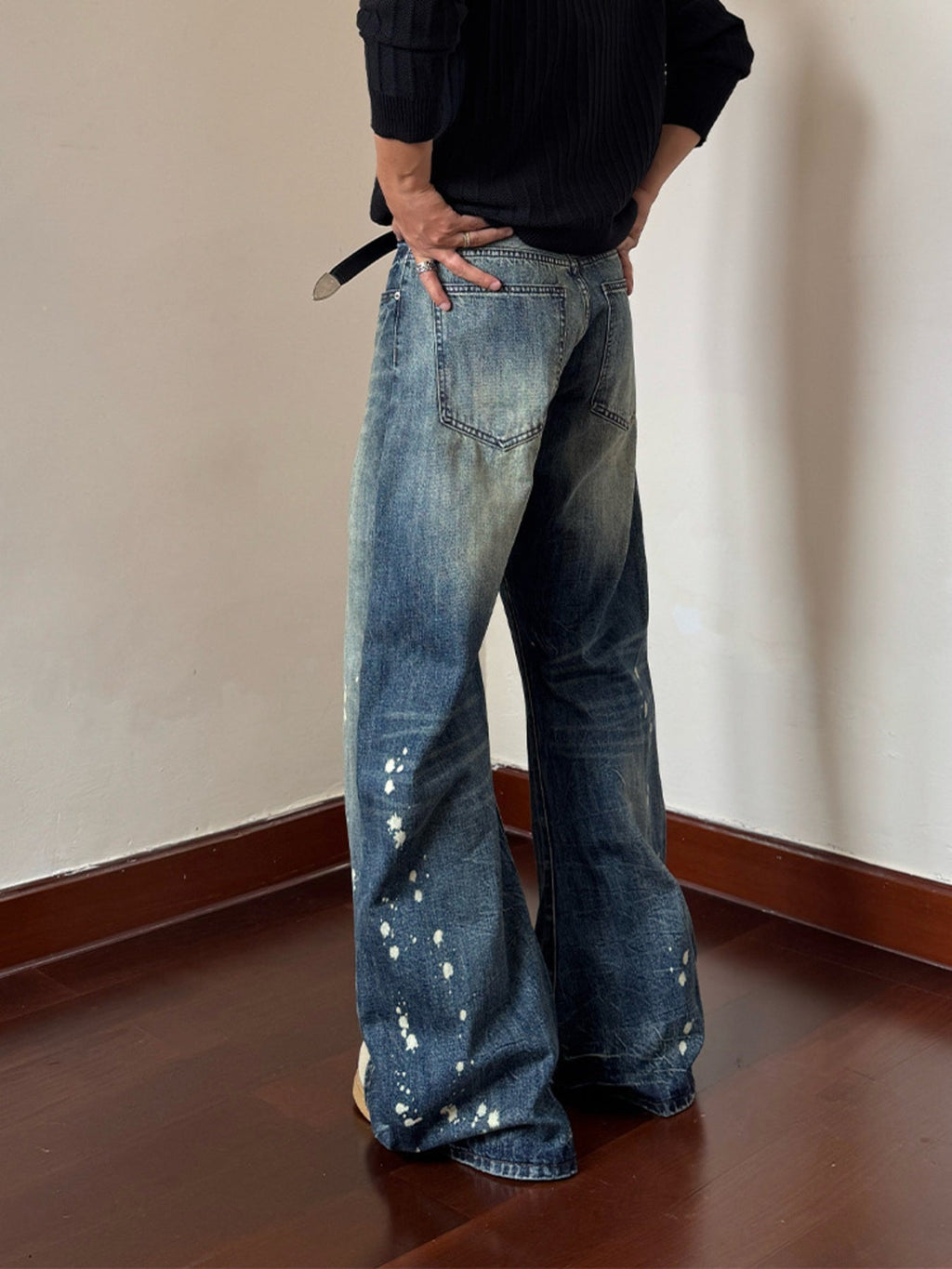 Men's Full Size Vintage Wash Wide Leg Jeans Plus Size